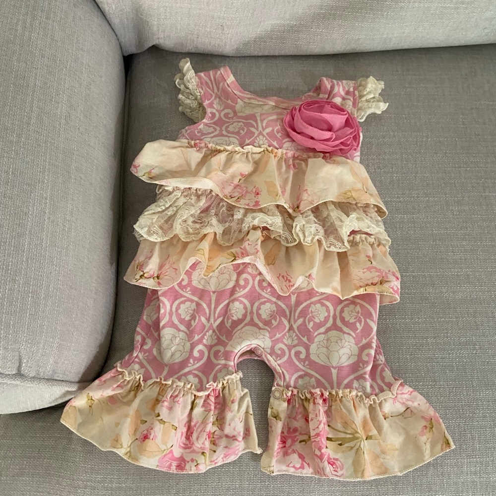Beautiful 0-3 month Giggle Moon romper. GUC.